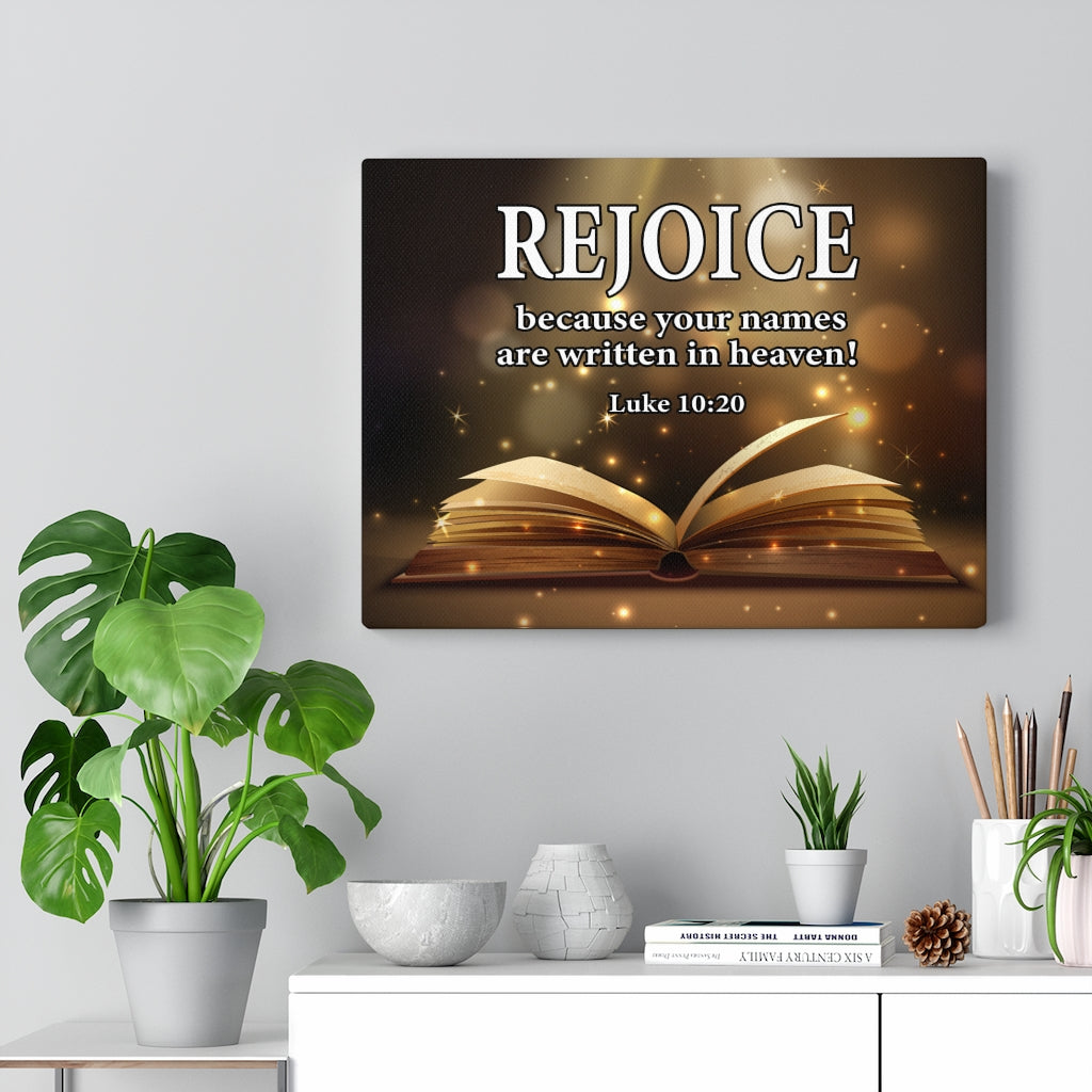 Scripture Walls Your Names in Heaven Luke 10:20 Scripture Bible Verse Canvas Christian Wall Art Ready to Hang Unframed-Express Your Love Gifts