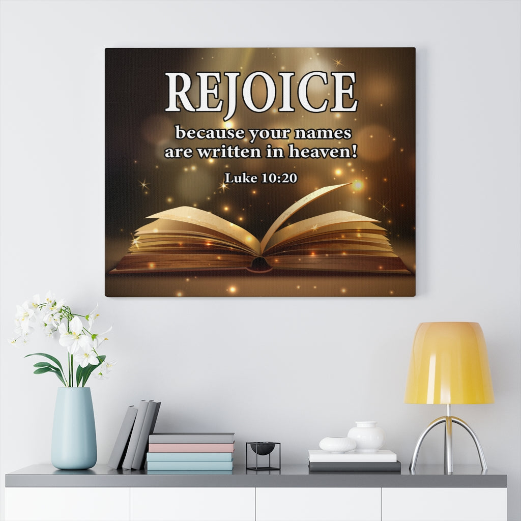 Scripture Walls Your Names in Heaven Luke 10:20 Scripture Bible Verse Canvas Christian Wall Art Ready to Hang Unframed-Express Your Love Gifts
