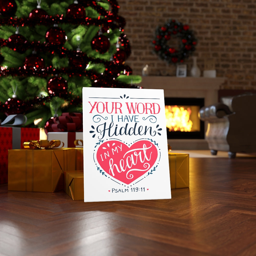 Scripture Walls Your Word Psalm 119:11 Red Heart Bible Verse Canvas Christian Wall Art Ready to Hang Unframed-Express Your Love Gifts