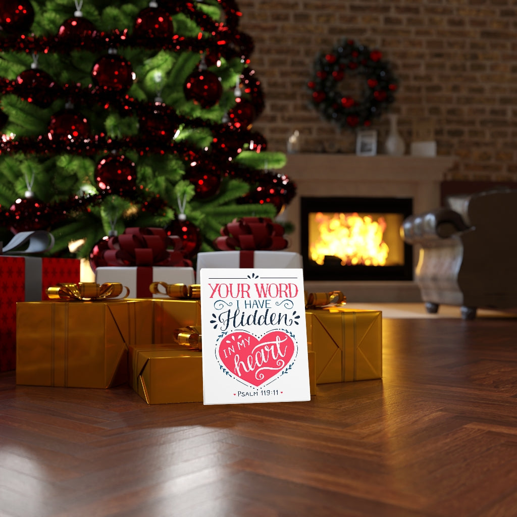 Scripture Walls Your Word Psalm 119:11 Red Heart Bible Verse Canvas Christian Wall Art Ready to Hang Unframed-Express Your Love Gifts