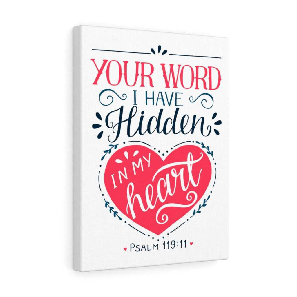 Scripture Walls Your Word Psalm 119:11 Red Heart Bible Verse Canvas Christian Wall Art Ready to Hang Unframed-Express Your Love Gifts