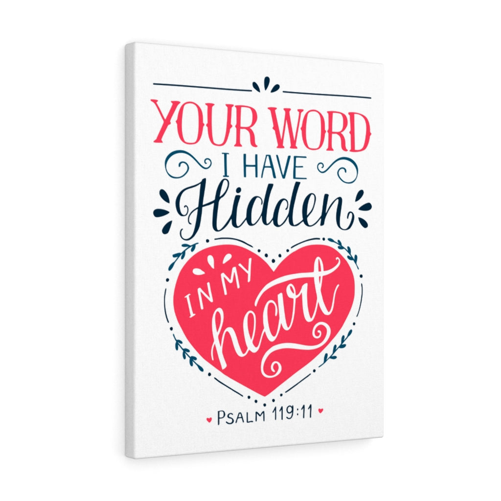 Scripture Walls Your Word Psalm 119:11 Red Heart Bible Verse Canvas Christian Wall Art Ready to Hang Unframed-Express Your Love Gifts