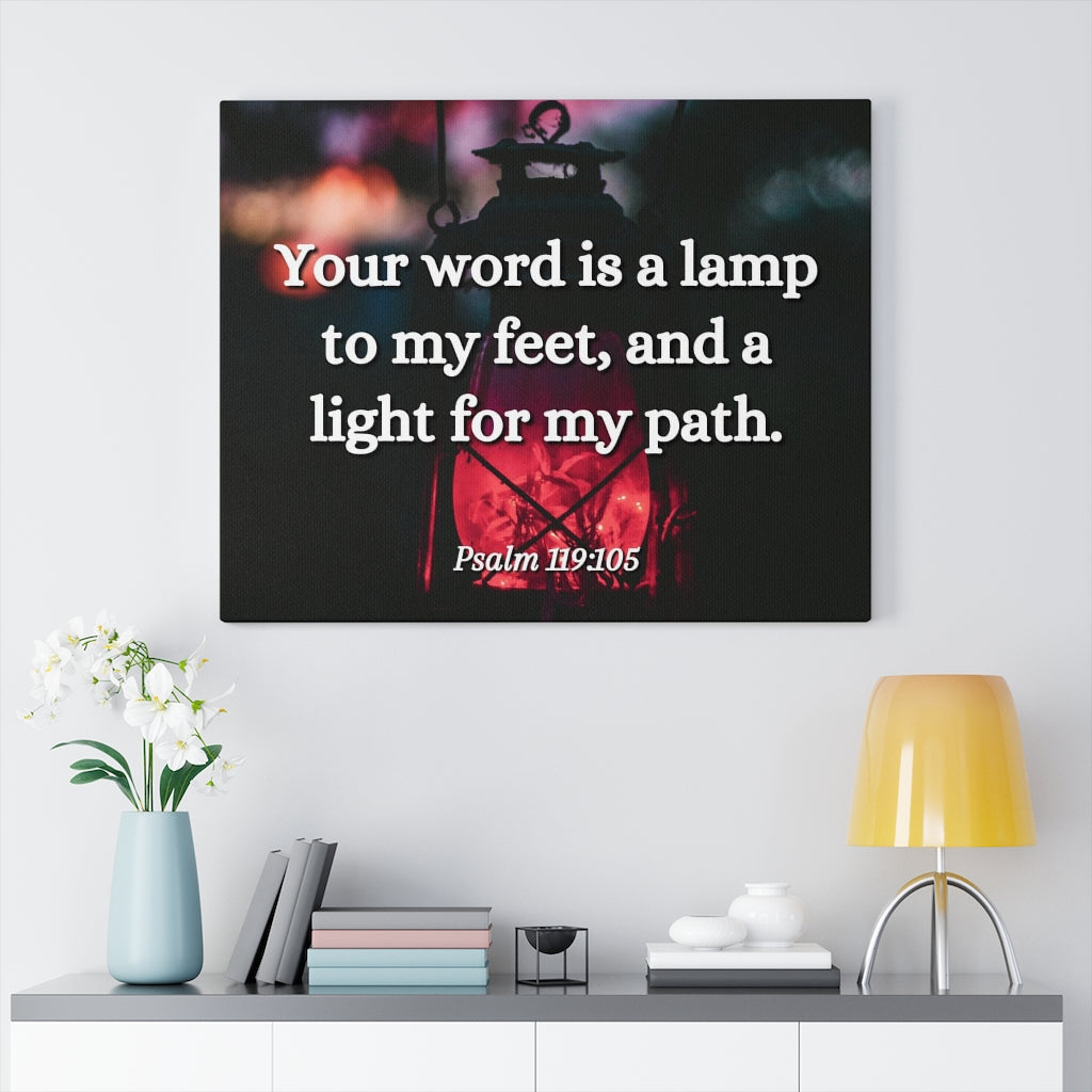 Scripture Walls Your Words Is Lamp Psalm 119:105 Bible Verse Canvas Christian Wall Art Ready to Hang Unframed-Express Your Love Gifts
