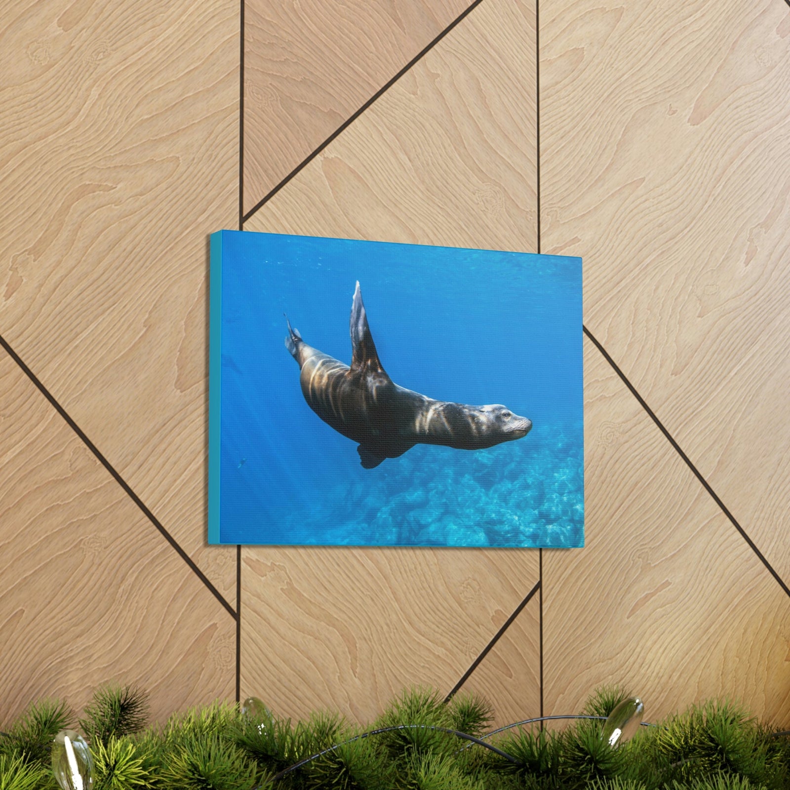 Scripture Walls Sea Lion Hunting Sea Lion on Hunt Print Animal Wall Art Wildlife Canvas Prints Wall Art Ready to Hang Unframed-Express Your Love Gifts