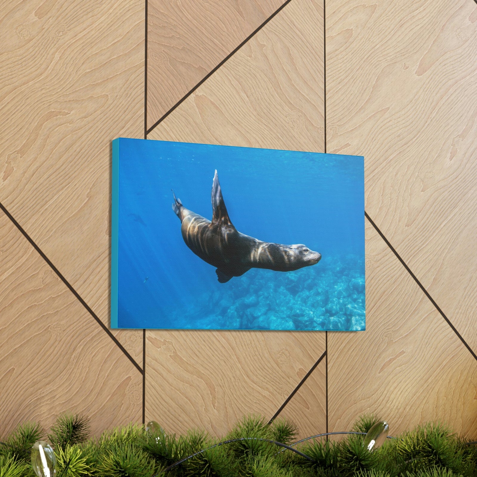 Scripture Walls Sea Lion Hunting Sea Lion on Hunt Print Animal Wall Art Wildlife Canvas Prints Wall Art Ready to Hang Unframed-Express Your Love Gifts