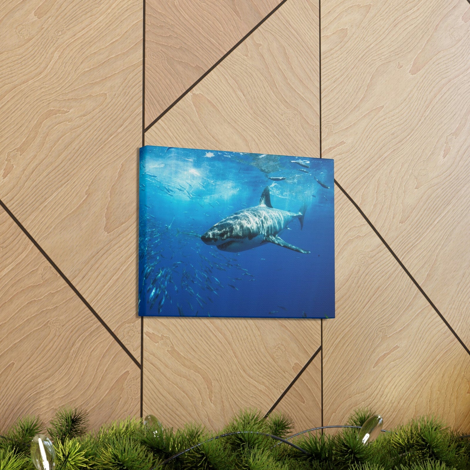 Scripture Walls Shark Hunting Shark on Hunt Print Animal Wall Art Wildlife Canvas Prints Wall Art Ready to Hang Unframed-Express Your Love Gifts