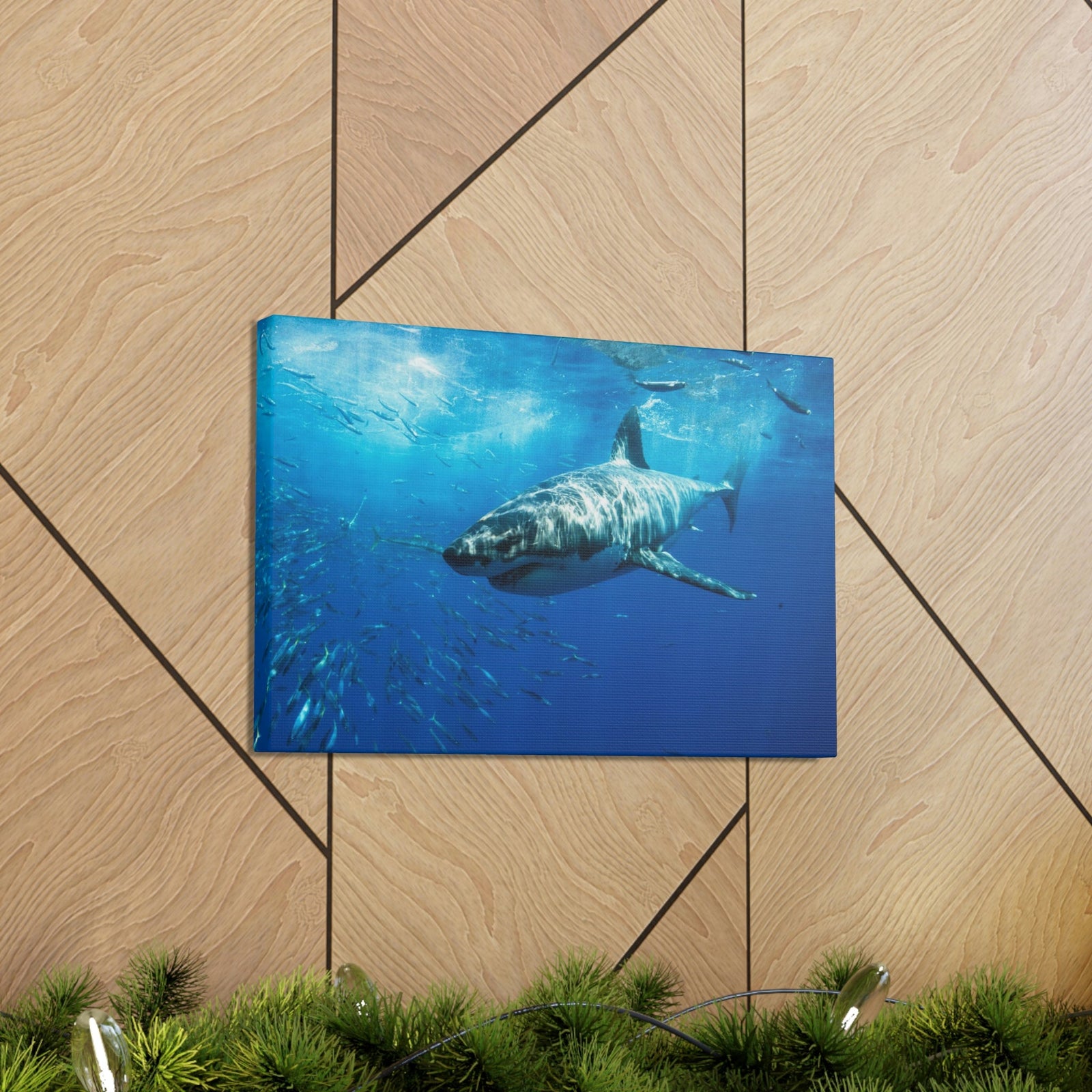 Scripture Walls Shark Hunting Shark on Hunt Print Animal Wall Art Wildlife Canvas Prints Wall Art Ready to Hang Unframed-Express Your Love Gifts