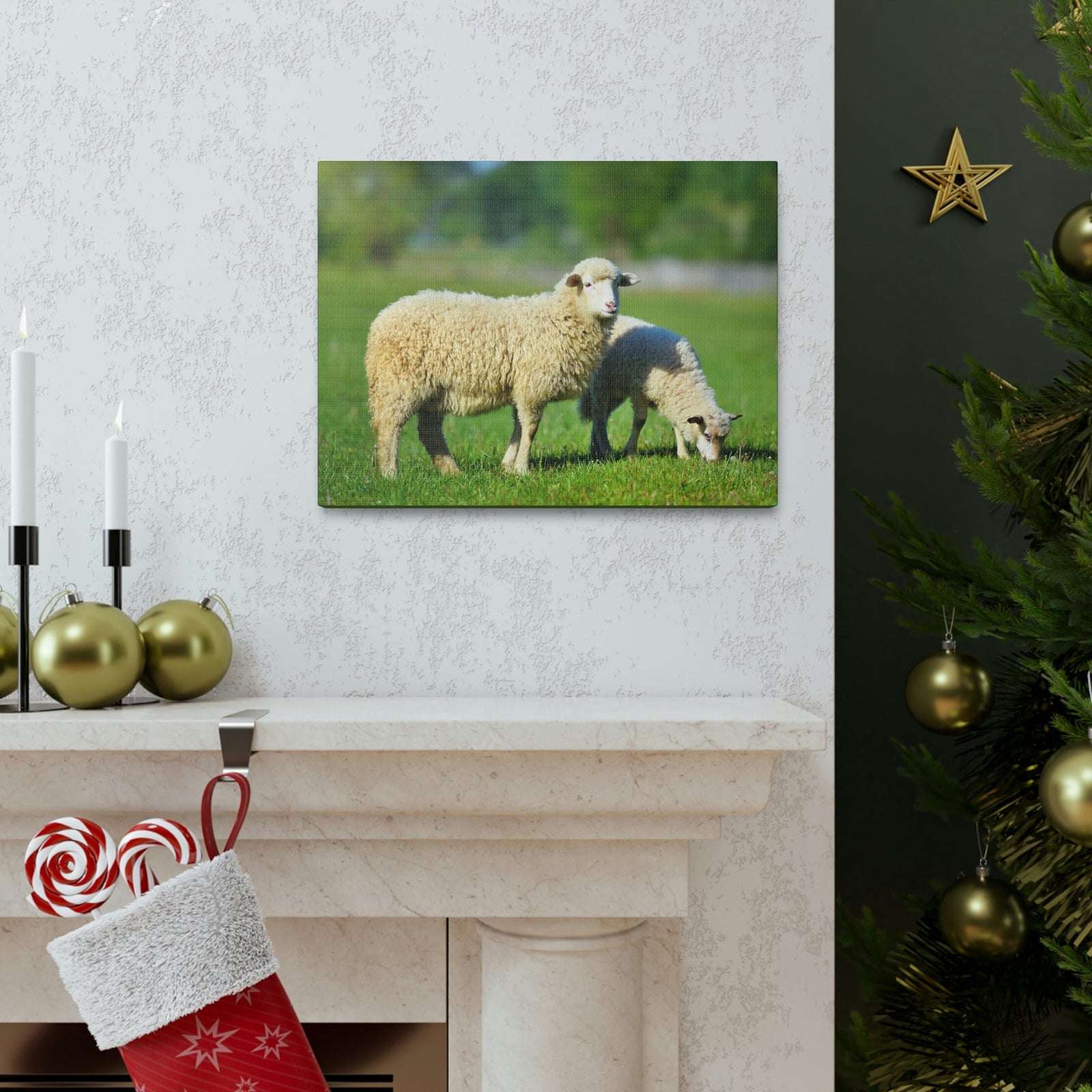 Scripture Walls Sheep Hunting Sheep on Hunt Print Animal Wall Art Wildlife Canvas Prints Wall Art Ready to Hang Unframed-Express Your Love Gifts