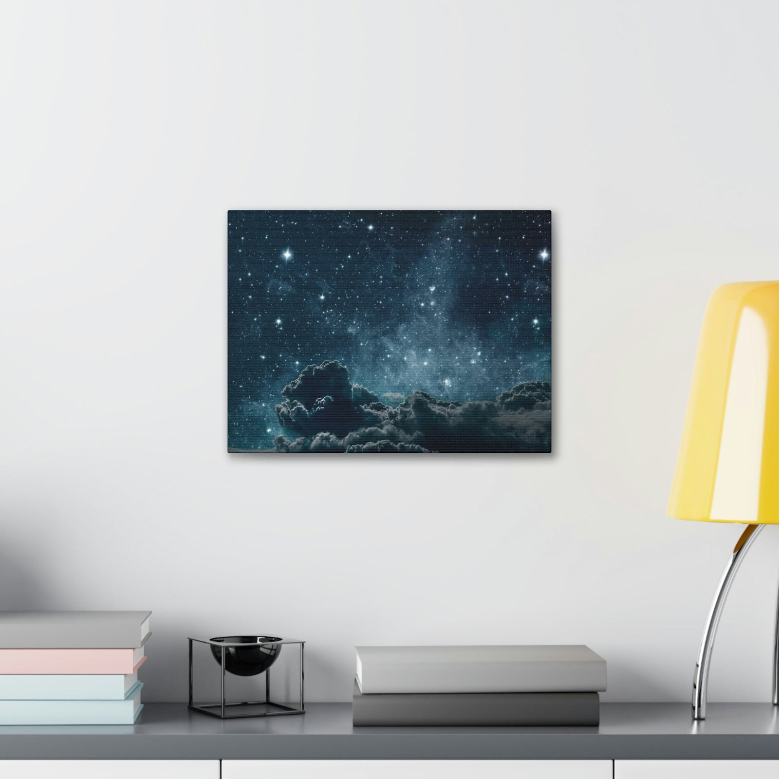 Shining Stars at the Night Sky Scene Beautiful Incredible and Astounding Cloudy Night Beauty Nature Scene Starry Sky at Night Wall Art Ready to Hang Unframed-Express Your Love Gifts