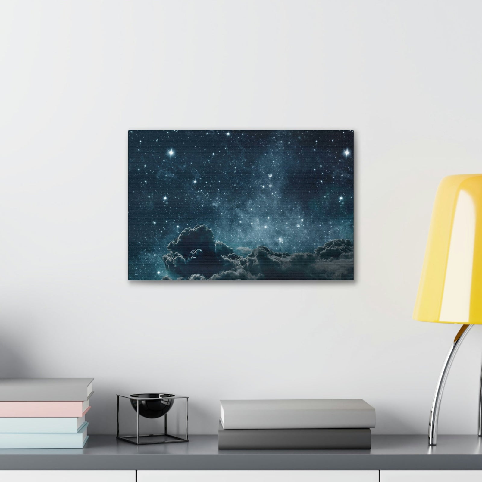 Shining Stars at the Night Sky Scene Beautiful Incredible and Astounding Cloudy Night Beauty Nature Scene Starry Sky at Night Wall Art Ready to Hang Unframed-Express Your Love Gifts