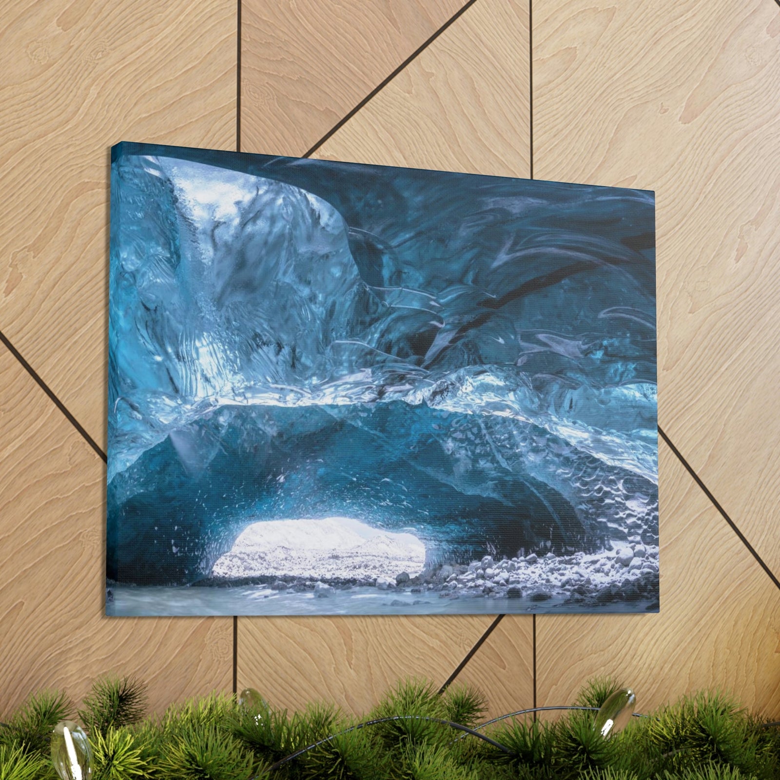 Shocking View Inside an Ice Cave Scene Beautiful Extraordinary and Surprising Cave Beauty Nature Scene Big Thousand Year Ice Cave Wall Art Ready to Hang Unframed-Express Your Love Gifts