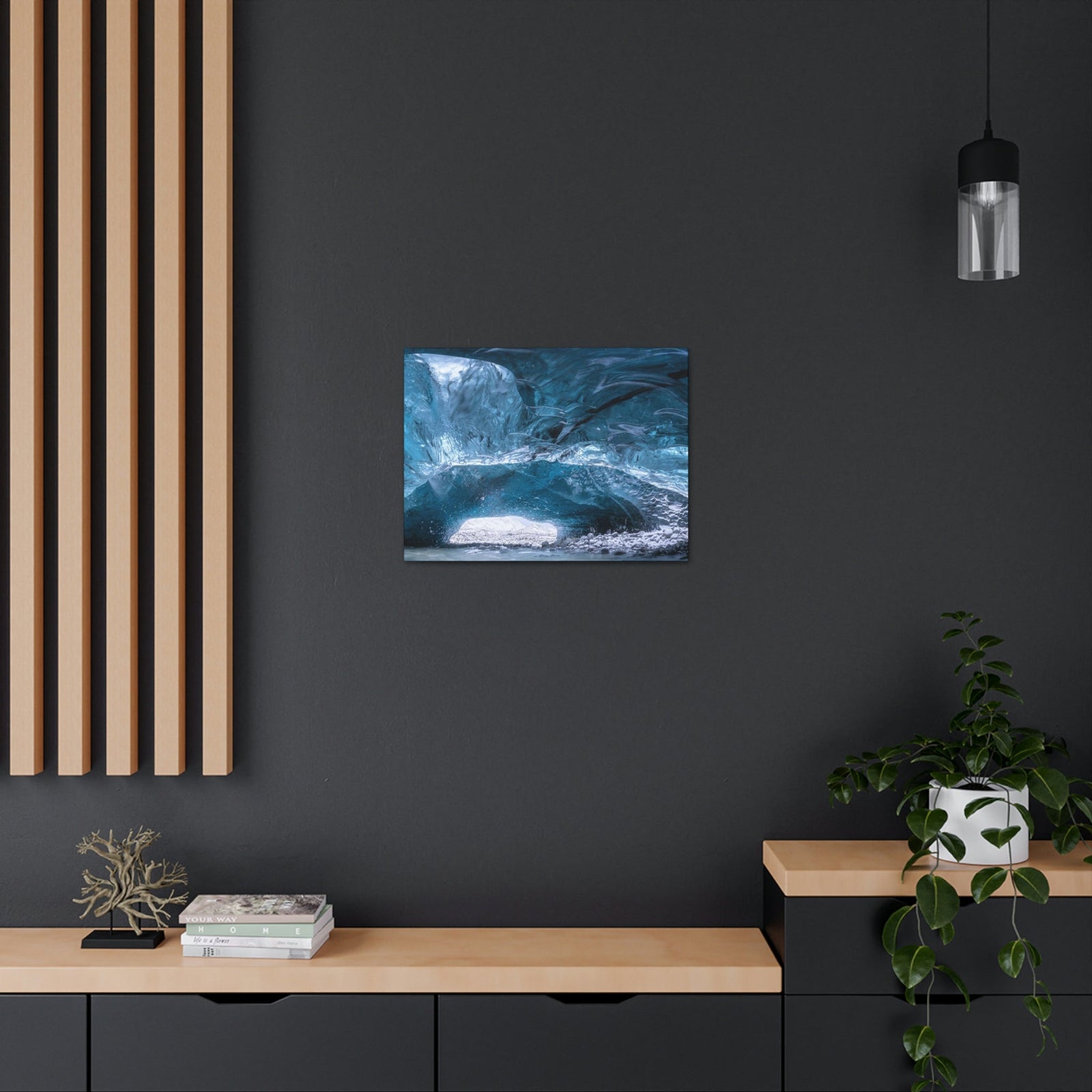 Shocking View Inside an Ice Cave Scene Beautiful Extraordinary and Surprising Cave Beauty Nature Scene Big Thousand Year Ice Cave Wall Art Ready to Hang Unframed-Express Your Love Gifts