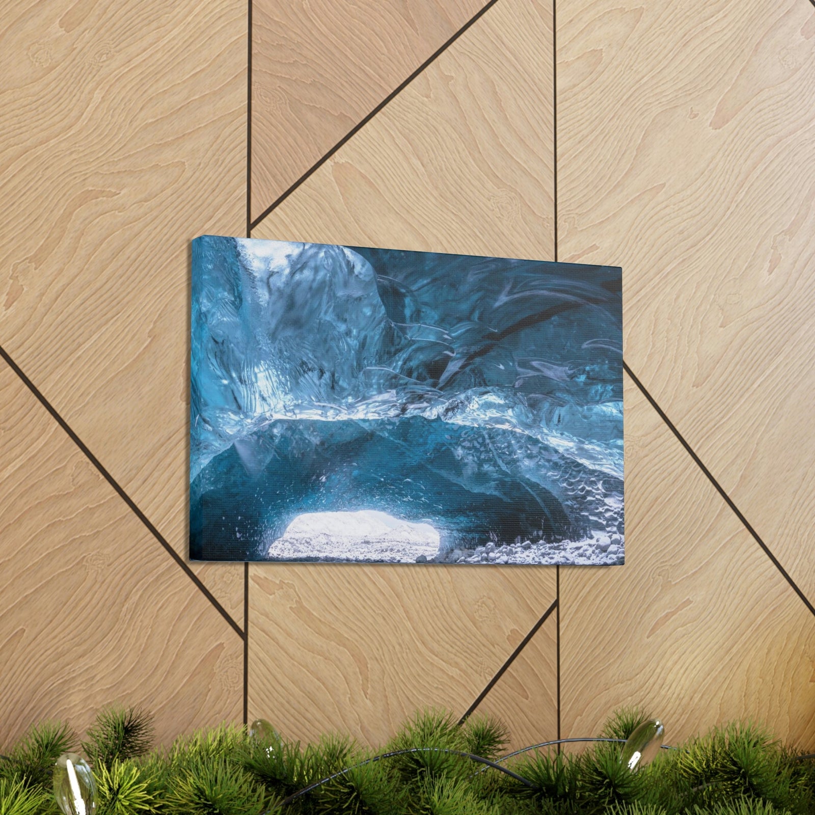 Shocking View Inside an Ice Cave Scene Beautiful Extraordinary and Surprising Cave Beauty Nature Scene Big Thousand Year Ice Cave Wall Art Ready to Hang Unframed-Express Your Love Gifts
