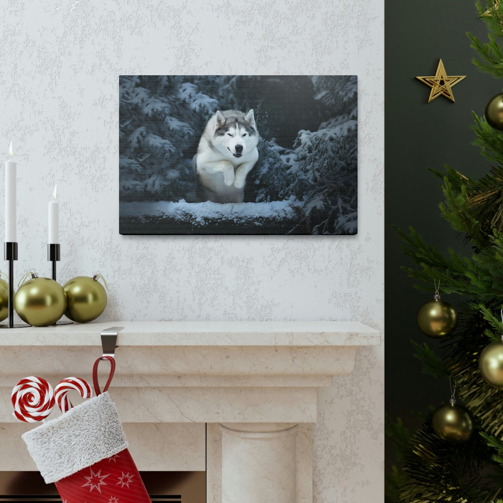 Scripture Walls Siberian Husky Hunting Siberian Husky on Hunt Print Animal Wall Art Wildlife Canvas Prints Wall Art Ready to Hang Unframed-Express Your Love Gifts