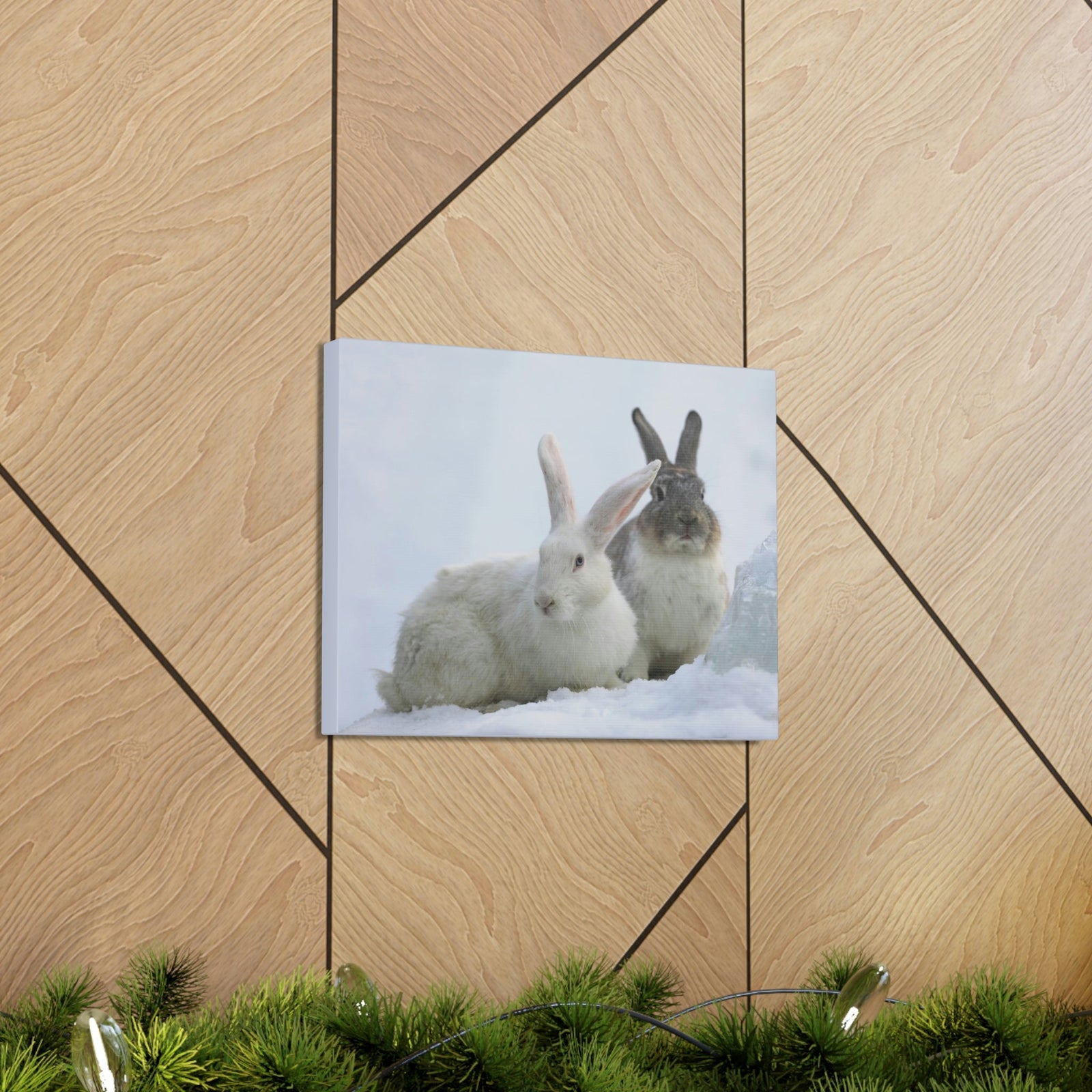 Scripture Walls Snow Hare Couple Snow Hare Couple Print Animal Wall Art Wildlife Canvas Prints Wall Art Ready to Hang Unframed-Express Your Love Gifts