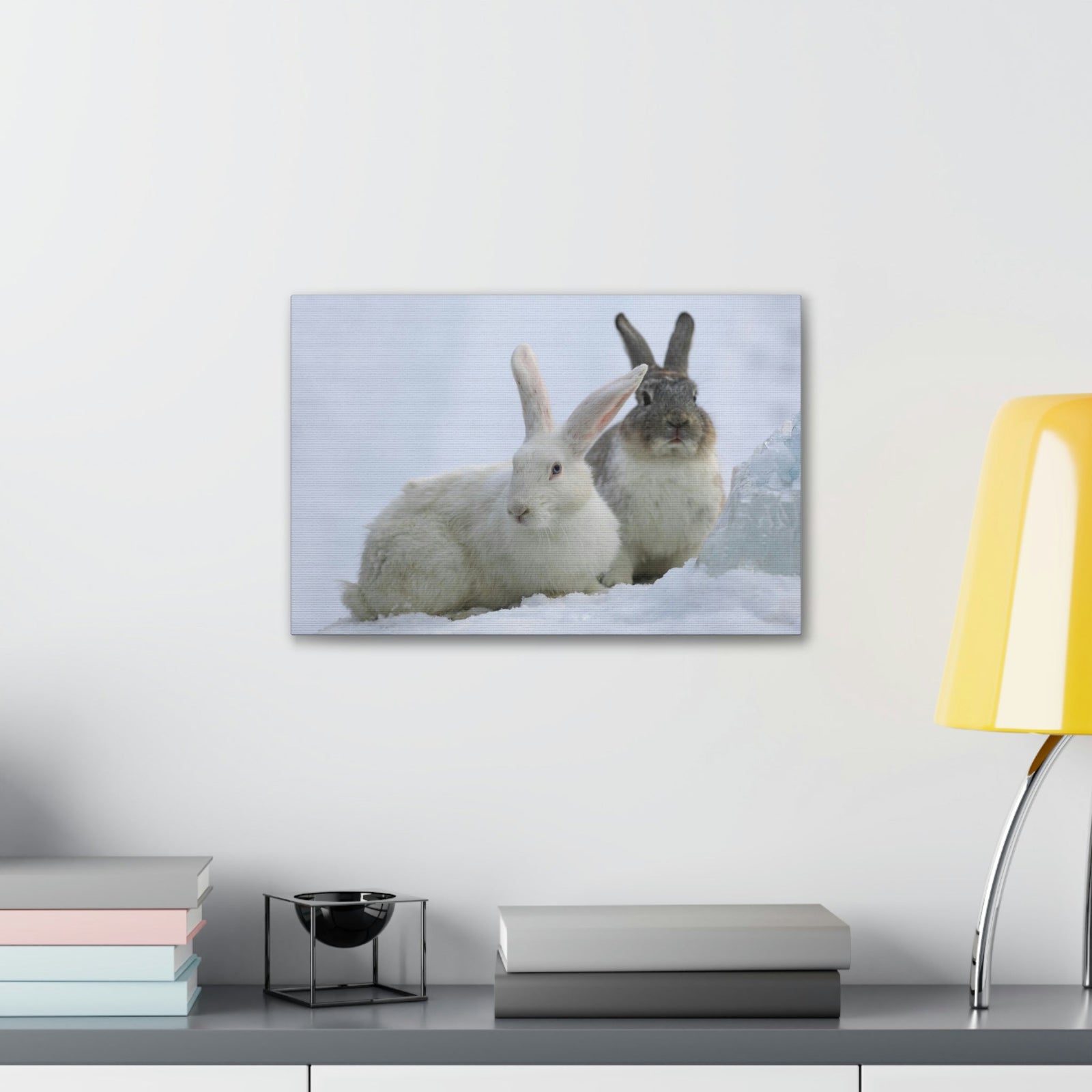 Scripture Walls Snow Hare Couple Snow Hare Couple Print Animal Wall Art Wildlife Canvas Prints Wall Art Ready to Hang Unframed-Express Your Love Gifts