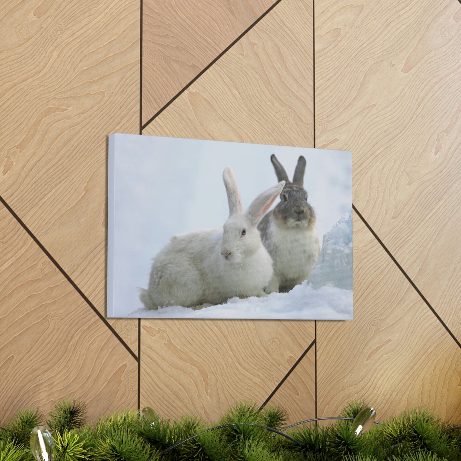 Scripture Walls Snow Hare Couple Snow Hare Couple Print Animal Wall Art Wildlife Canvas Prints Wall Art Ready to Hang Unframed-Express Your Love Gifts
