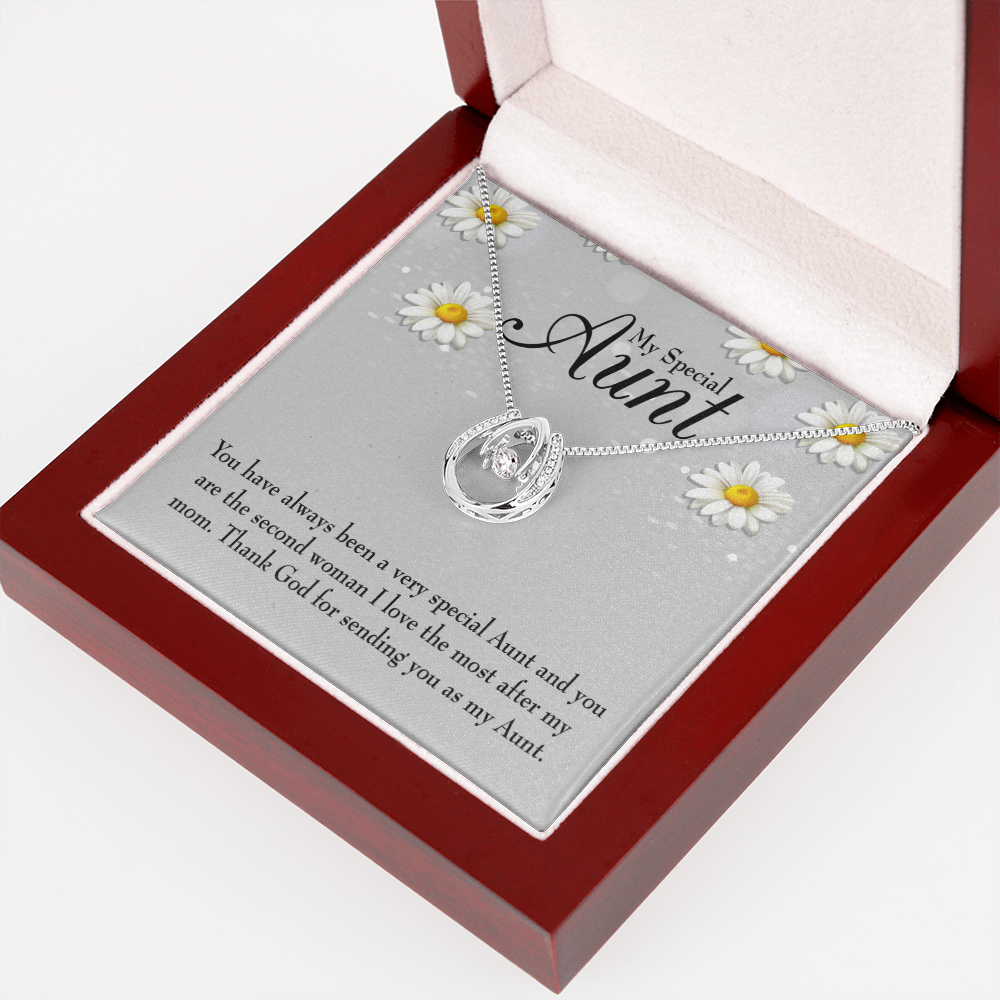 Special Aunt Lucky Horseshoe Necklace Message Card 14k w CZ Crystals-Express Your Love Gifts
