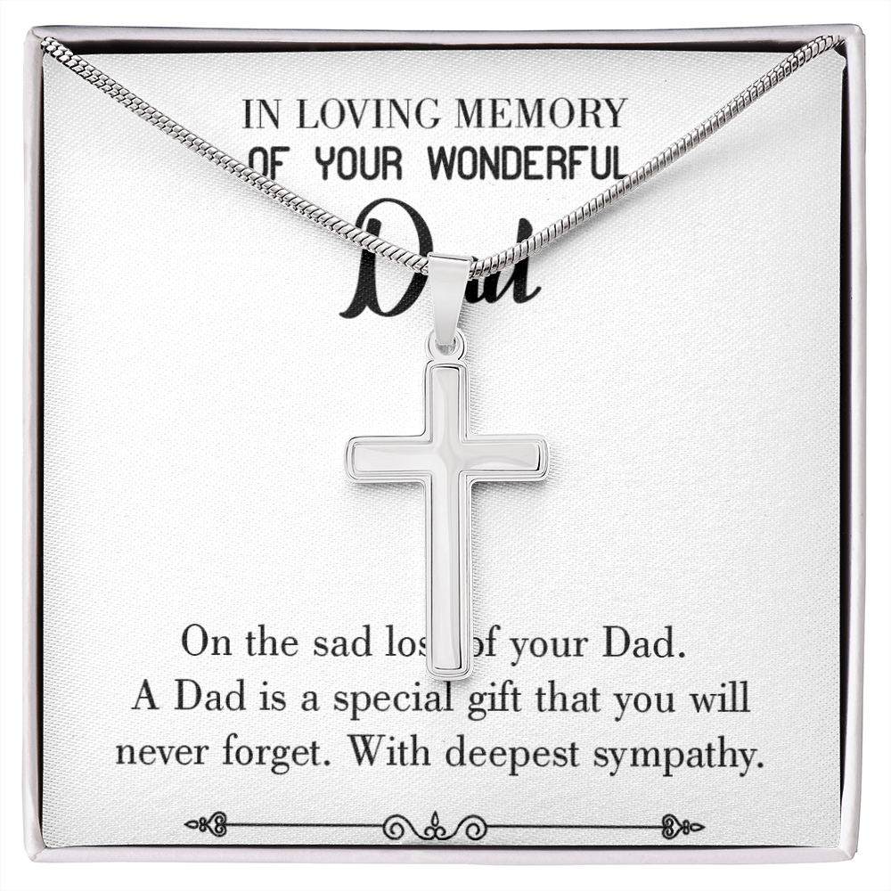 Special Gif Dad Memorial Gift Dad Memorial Cross Necklace Sympathy Gift Loss of Father Condolence Message Card-Express Your Love Gifts