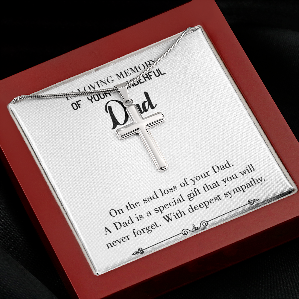 Special Gif Dad Memorial Gift Dad Memorial Cross Necklace Sympathy Gift Loss of Father Condolence Message Card-Express Your Love Gifts