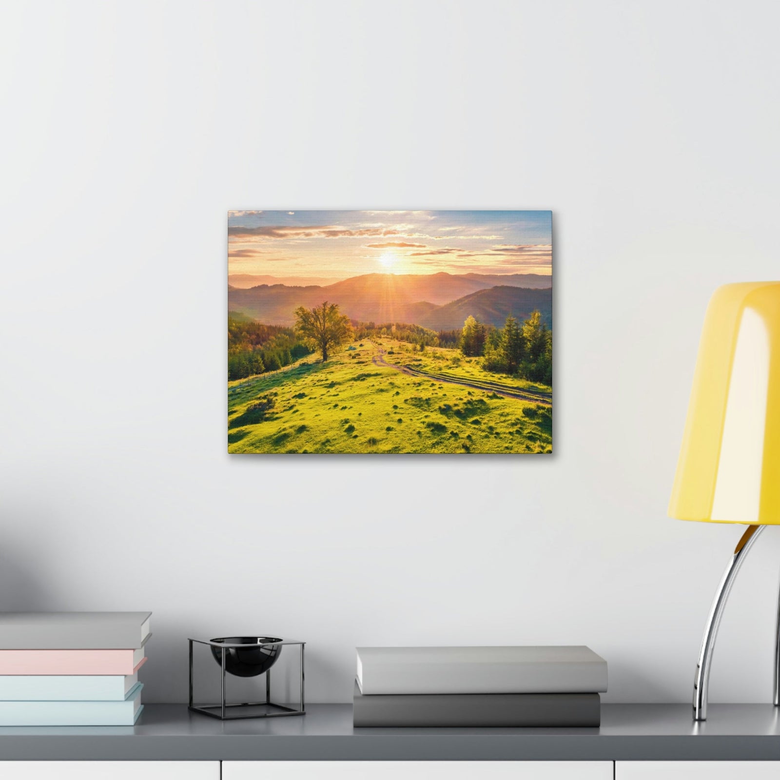 Sunrise Mountain Valley Scene Beautiful Fabulous Summer Beauty Nature Scene Carpathian Mountains Wall Art Ready to Hang Unframed-Express Your Love Gifts