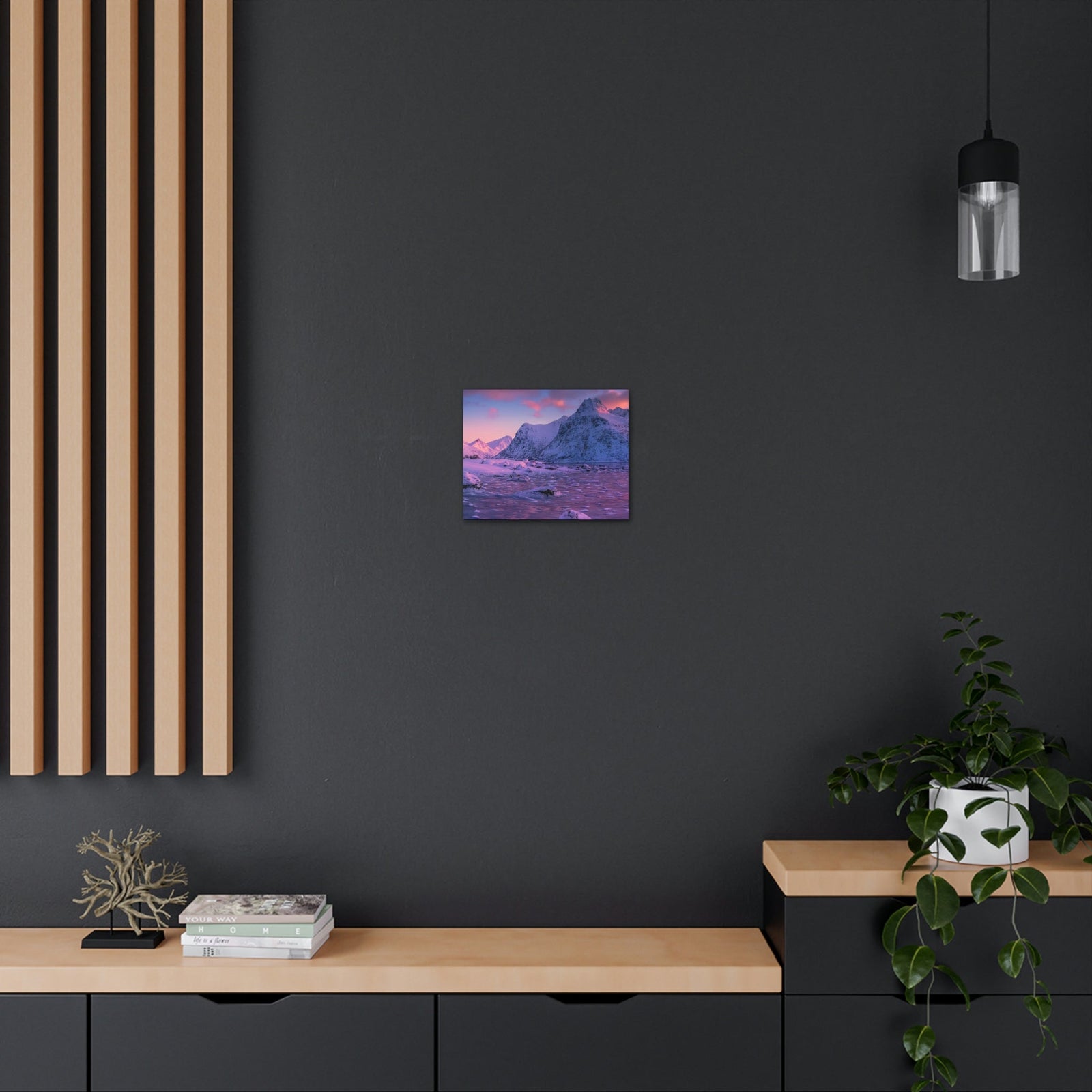Surprising Sunset View on Snowy Mountain Scene Beautiful Charming and Spectcular Beauty Nature Scene Frozen Mountain Under Vivid Sunlight Wall Art Ready to Hang Unframed-Express Your Love Gifts
