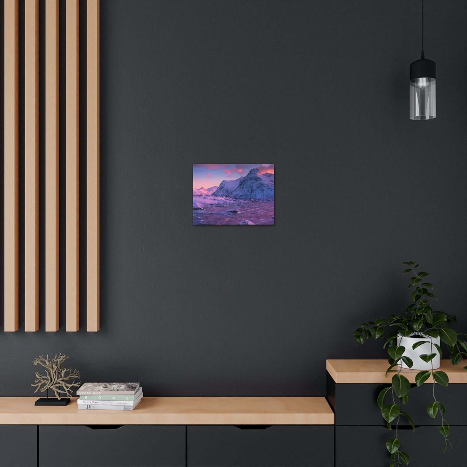 Surprising Sunset View on Snowy Mountain Scene Beautiful Charming and Spectcular Beauty Nature Scene Frozen Mountain Under Vivid Sunlight Wall Art Ready to Hang Unframed-Express Your Love Gifts