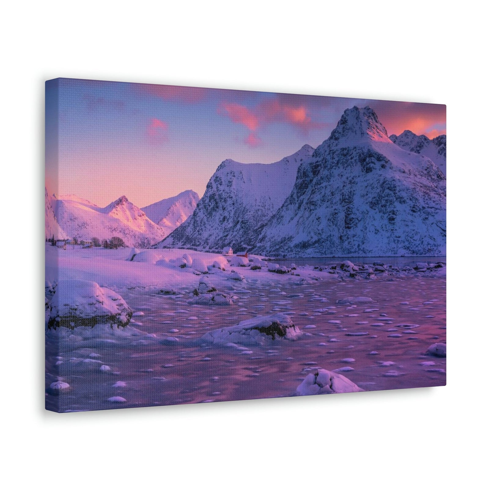 Surprising Sunset View on Snowy Mountain Scene Beautiful Charming and Spectcular Beauty Nature Scene Frozen Mountain Under Vivid Sunlight Wall Art Ready to Hang Unframed-Express Your Love Gifts