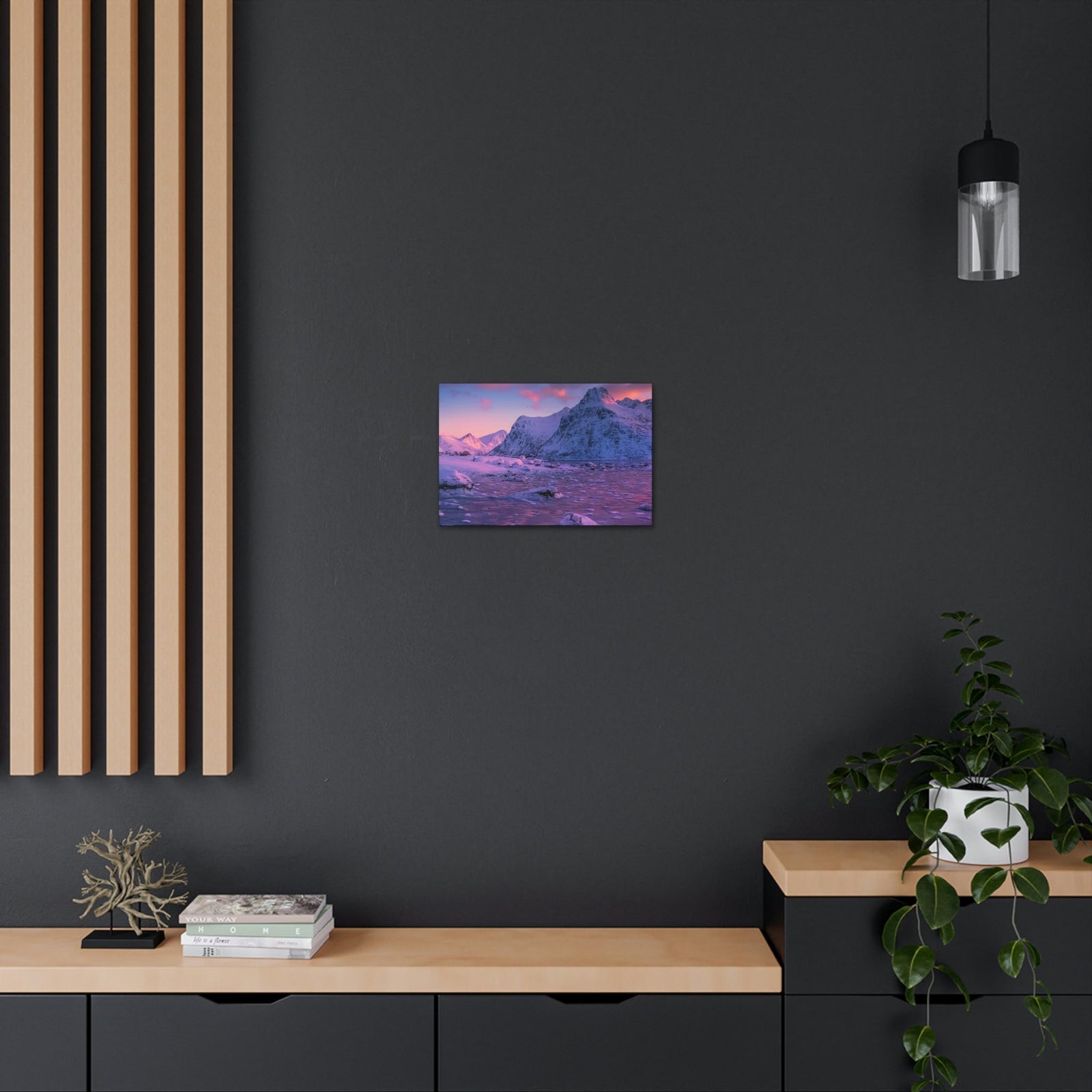 Surprising Sunset View on Snowy Mountain Scene Beautiful Charming and Spectcular Beauty Nature Scene Frozen Mountain Under Vivid Sunlight Wall Art Ready to Hang Unframed-Express Your Love Gifts