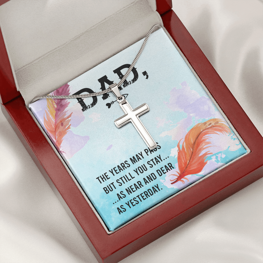 The Years May Pass Dad Memorial Gift Dad Memorial Cross Necklace Sympathy Gift Loss of Father Condolence Message Card-Express Your Love Gifts