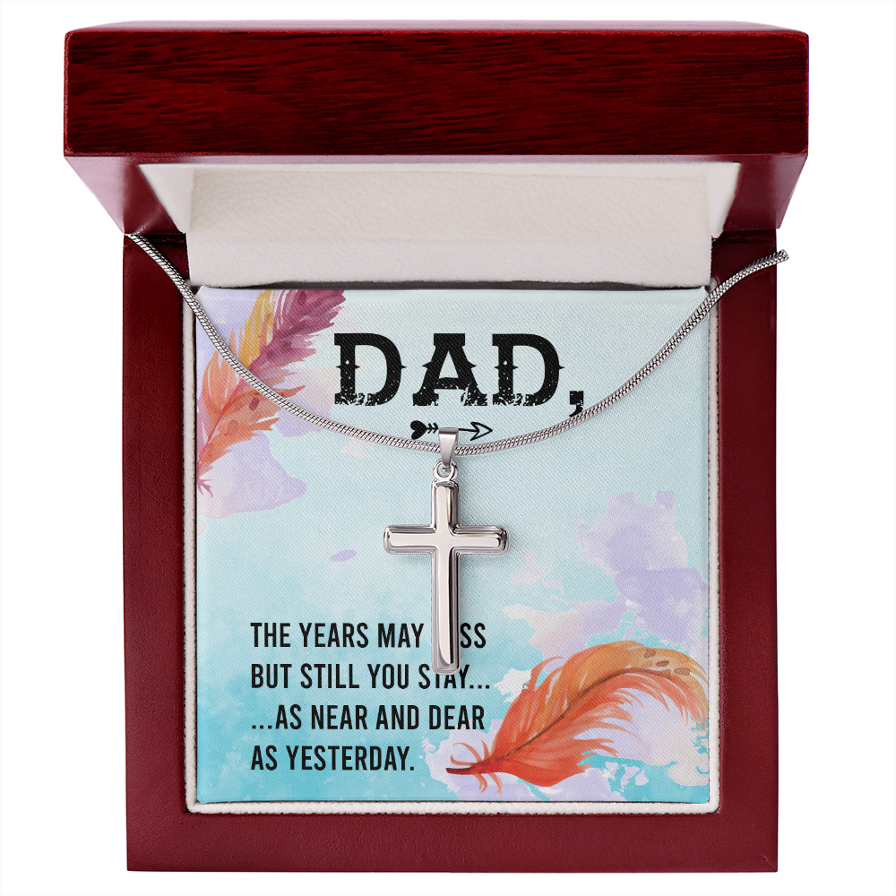 The Years May Pass Dad Memorial Gift Dad Memorial Cross Necklace Sympathy Gift Loss of Father Condolence Message Card-Express Your Love Gifts