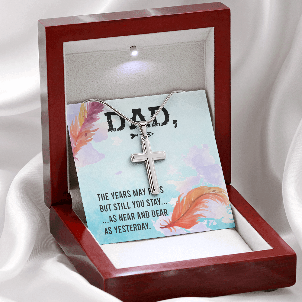 The Years May Pass Dad Memorial Gift Dad Memorial Cross Necklace Sympathy Gift Loss of Father Condolence Message Card-Express Your Love Gifts
