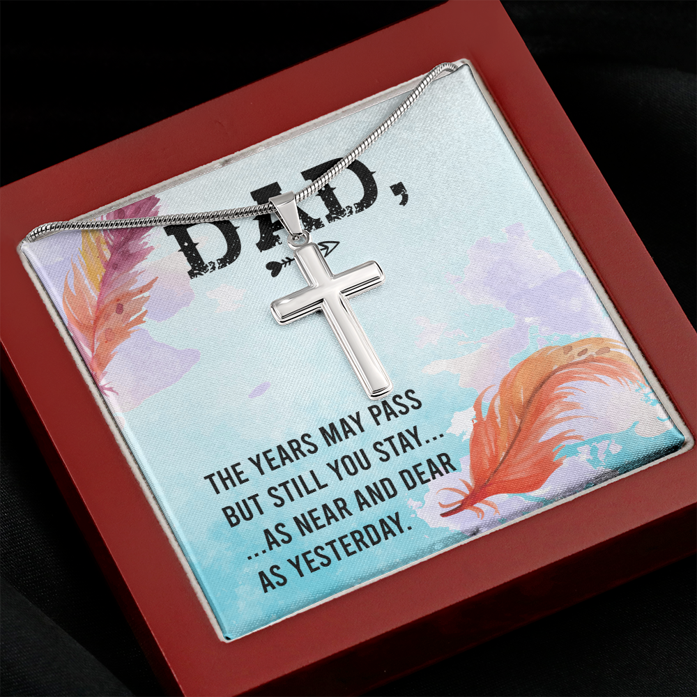 The Years May Pass Dad Memorial Gift Dad Memorial Cross Necklace Sympathy Gift Loss of Father Condolence Message Card-Express Your Love Gifts