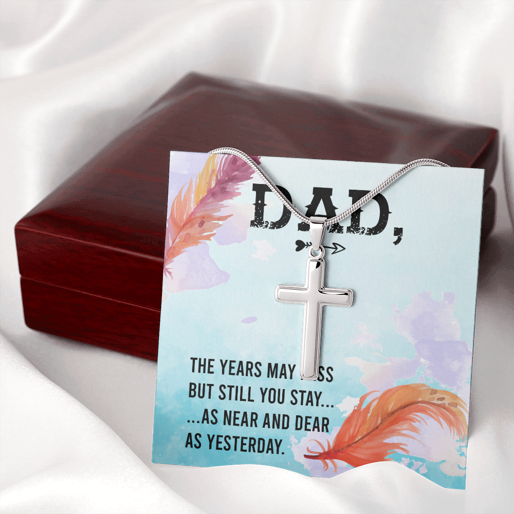 The Years May Pass Dad Memorial Gift Dad Memorial Cross Necklace Sympathy Gift Loss of Father Condolence Message Card-Express Your Love Gifts