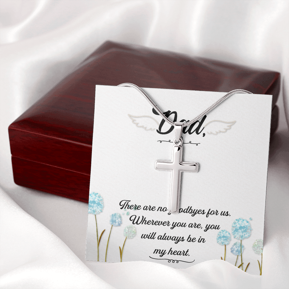 There Are no Goodbyes Dad Memorial Gift Dad Memorial Cross Necklace Sympathy Gift Loss of Father Condolence Message Card-Express Your Love Gifts