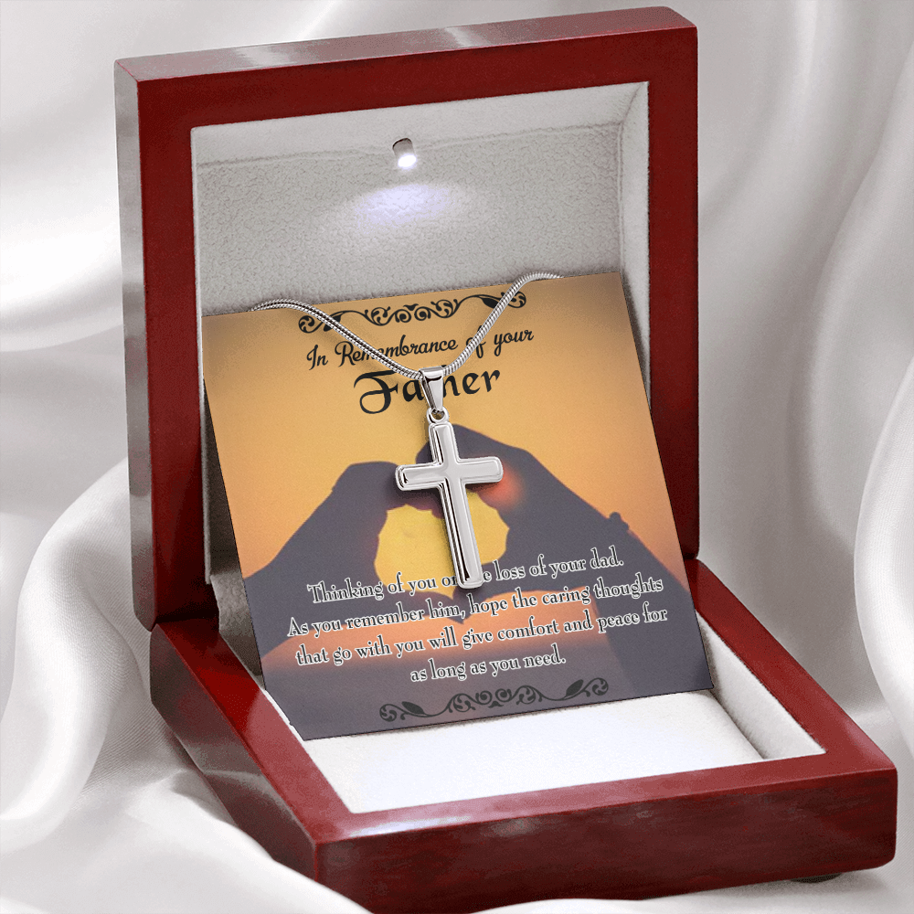 Thinking of You Dad Memorial Gift Dad Memorial Cross Necklace Sympathy Gift Loss of Father Condolence Message Card-Express Your Love Gifts