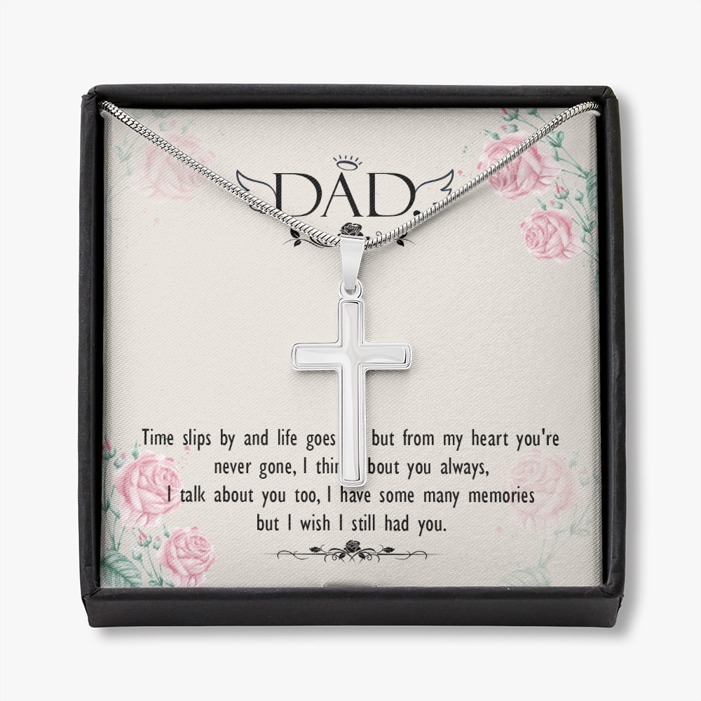 Time Slips by Dad Memorial Gift Dad Memorial Cross Necklace Sympathy Gift Loss of Father Condolence Message Card-Express Your Love Gifts