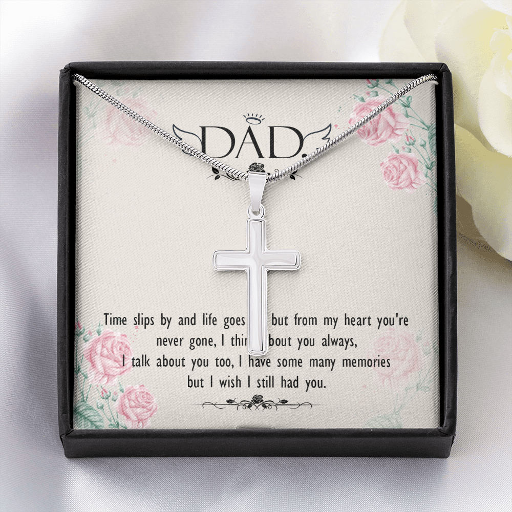 Time Slips by Dad Memorial Gift Dad Memorial Cross Necklace Sympathy Gift Loss of Father Condolence Message Card-Express Your Love Gifts