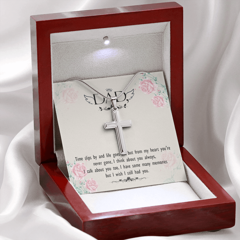 Time Slips by Dad Memorial Gift Dad Memorial Cross Necklace Sympathy Gift Loss of Father Condolence Message Card-Express Your Love Gifts