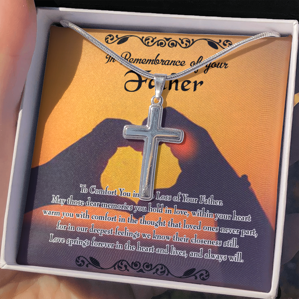To Comfort You Dad Memorial Gift Dad Memorial Cross Necklace Sympathy Gift Loss of Father Condolence Message Card-Express Your Love Gifts