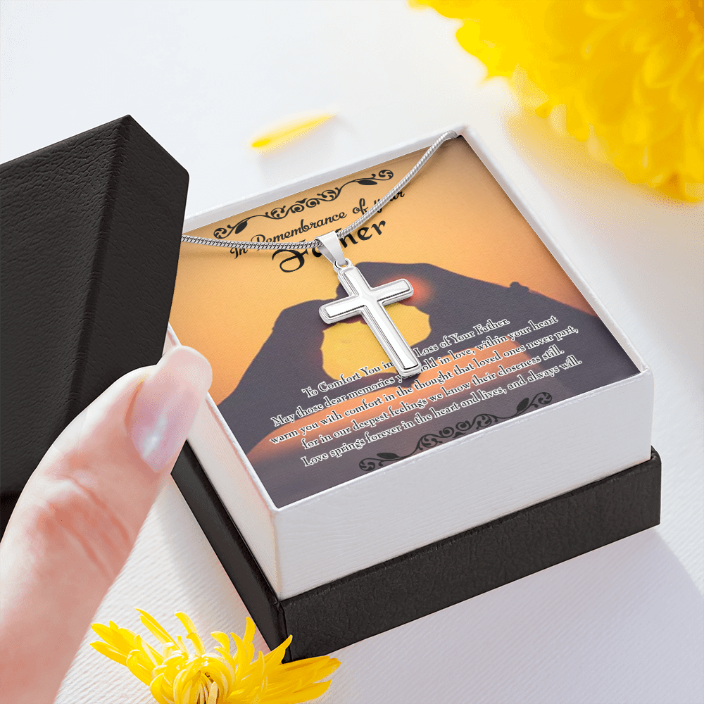 To Comfort You Dad Memorial Gift Dad Memorial Cross Necklace Sympathy Gift Loss of Father Condolence Message Card-Express Your Love Gifts