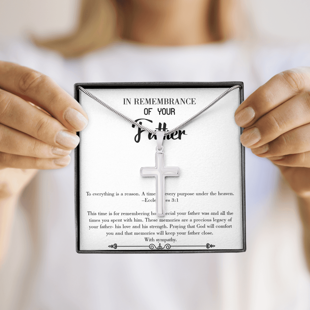 To Everything is a Reason Dad Memorial Gift Dad Memorial Cross Necklace Sympathy Gift Loss of Father Condolence Message Card-Express Your Love Gifts