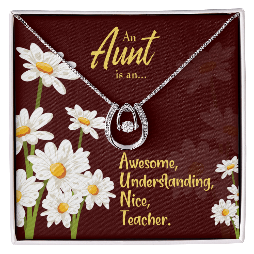 To My Aunt AUNT Definition Lucky Horseshoe Necklace Message Card 14k w CZ Crystals-Express Your Love Gifts