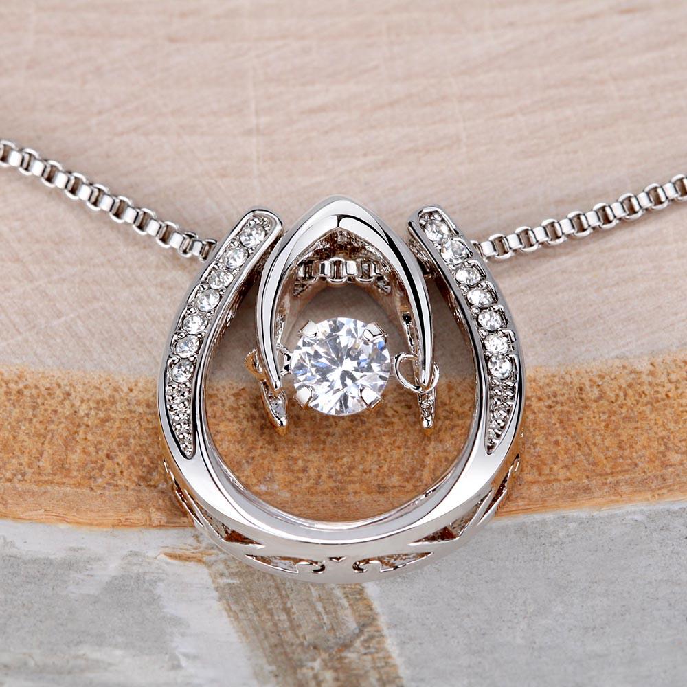 To My Aunt Auntie Like You Lucky Horseshoe Necklace Message Card 14k w CZ Crystals-Express Your Love Gifts