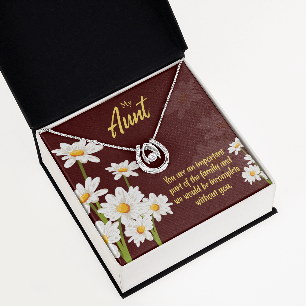 To My Aunt Importance Lucky Horseshoe Necklace Message Card 14k w CZ Crystals-Express Your Love Gifts