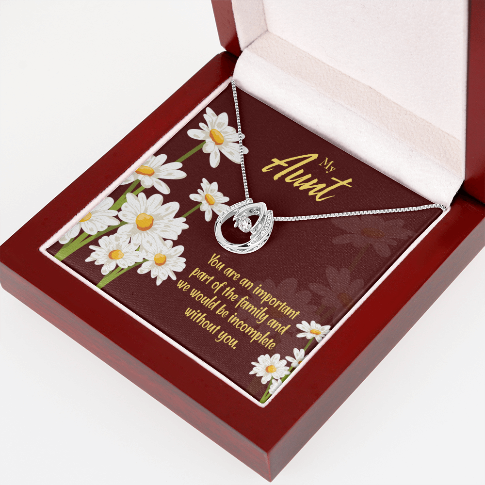 To My Aunt Importance Lucky Horseshoe Necklace Message Card 14k w CZ Crystals-Express Your Love Gifts