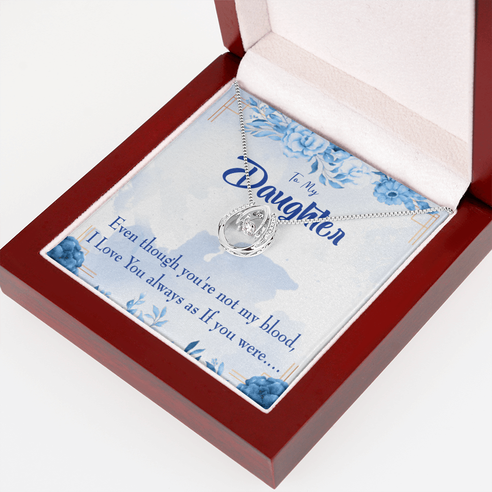 To My Daughter As If You Were my Daughter Lucky Horseshoe Necklace Message Card 14k w CZ Crystals-Express Your Love Gifts
