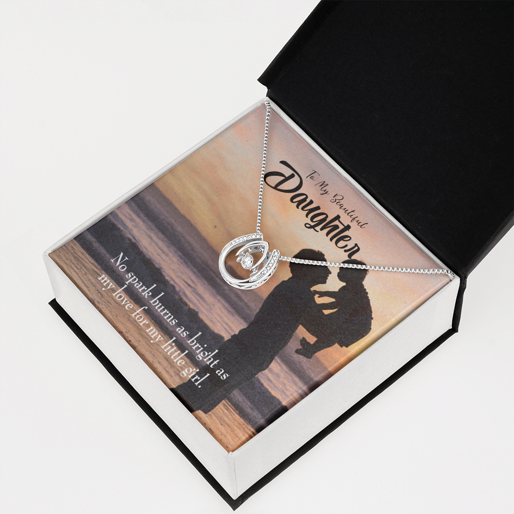 To My Daughter Dad's Bright Love Lucky Horseshoe Necklace Message Card 14k w CZ Crystals-Express Your Love Gifts