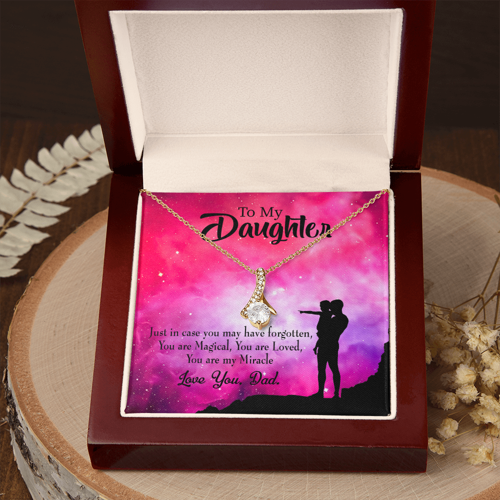 To My Daughter Dad's Miracle Alluring Ribbon Necklace Message Card-Express Your Love Gifts