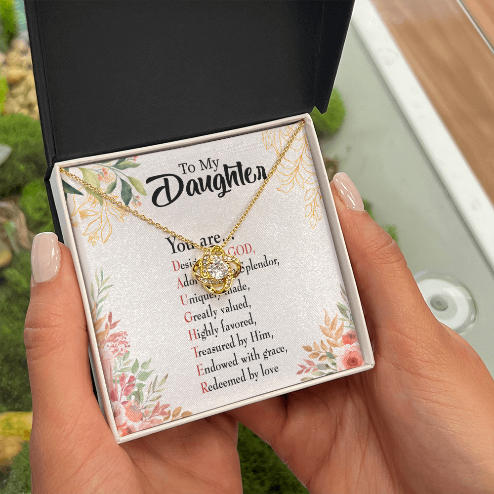 To My Daughter Designed by God Infinity Knot Necklace Message Card-Express Your Love Gifts
